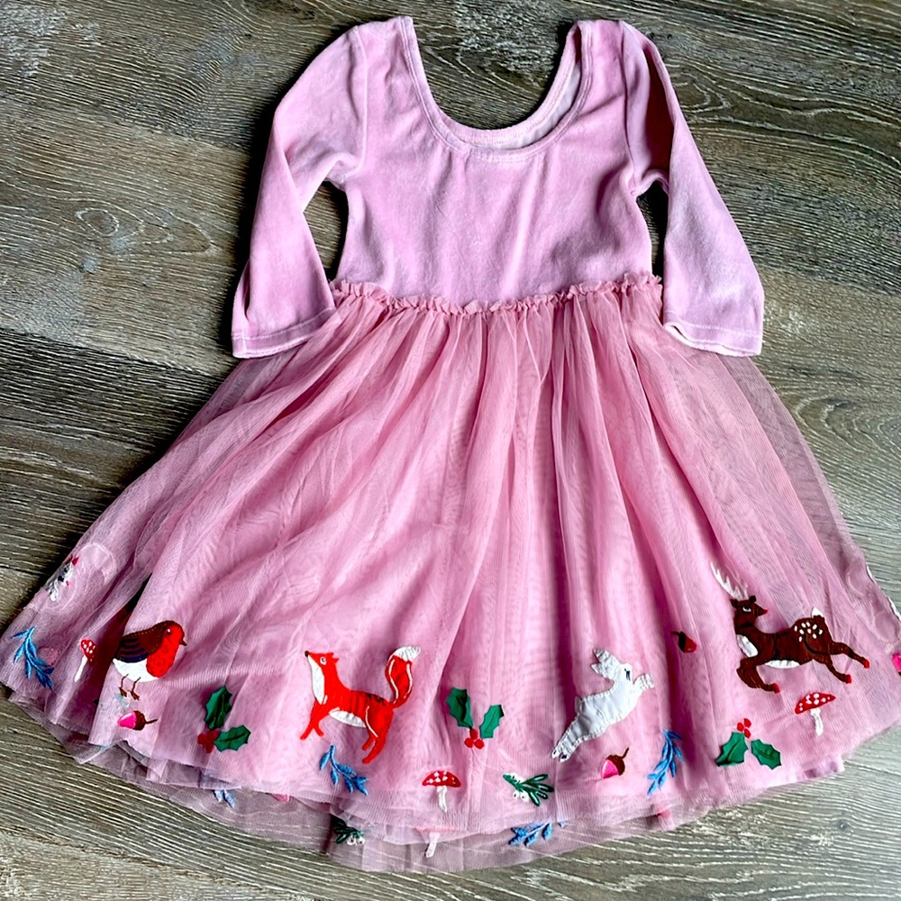 Mini Boden Winter Appliqué tulle dress 6-7Y